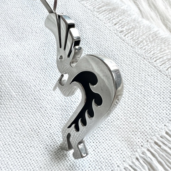 Vintage NATIVE Large Kokopelli Reversible Sterling Silver Southwestern Pendant - Picture 5 of 8